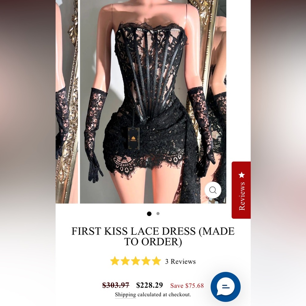 Elegant Black Lace Corset Dress with Gloves